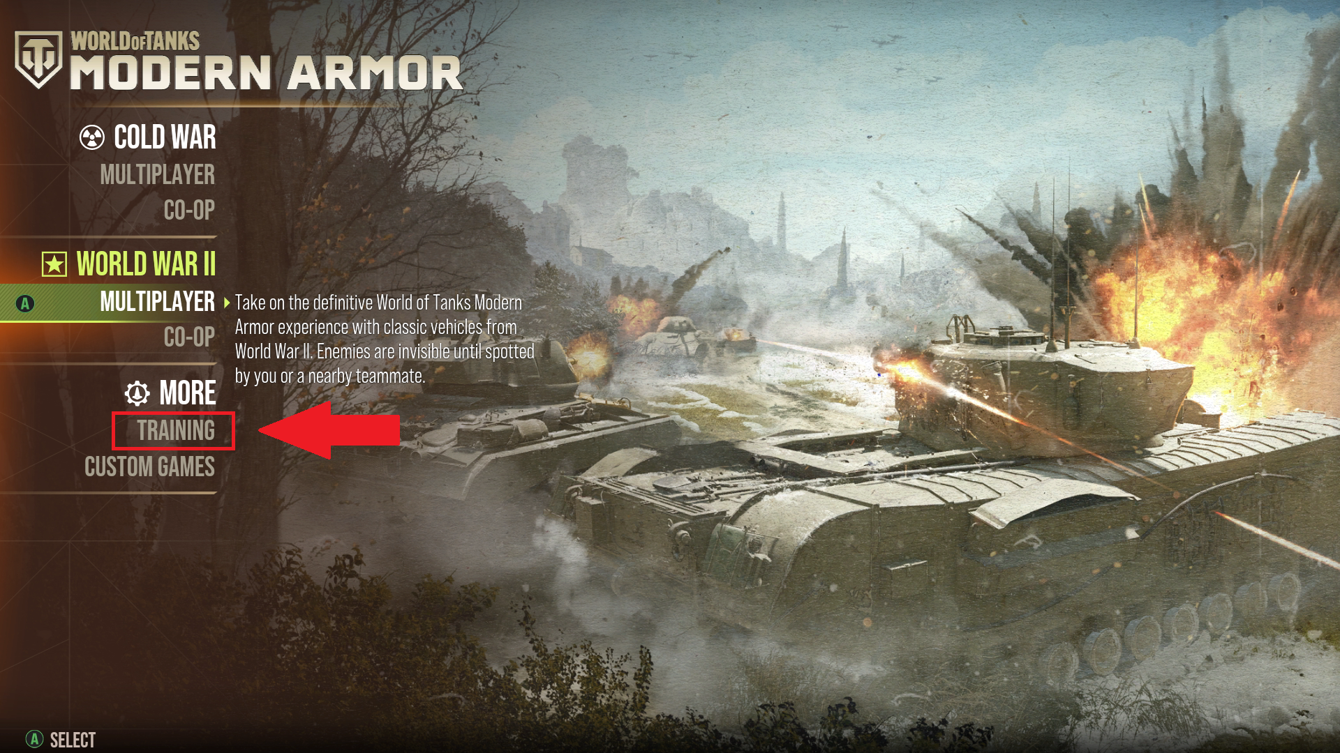 Game Mode Menu - Training Highlight