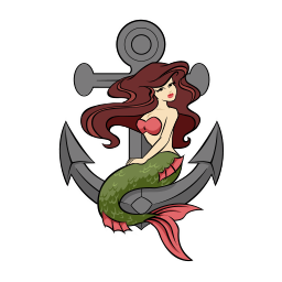 Mermaid on Anchor emblem_9473