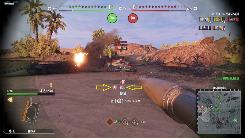 Red Icon for Optimal damage with 800 base damage potential