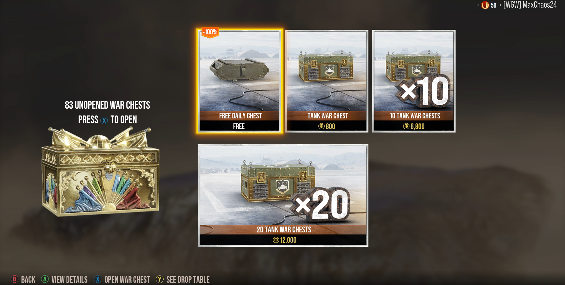 Store updates - War Chests Inventory 2 - UPDATED